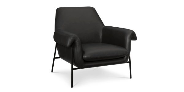 Richfield Leather Accent Chair- Midnight Leather Supply - Image 3