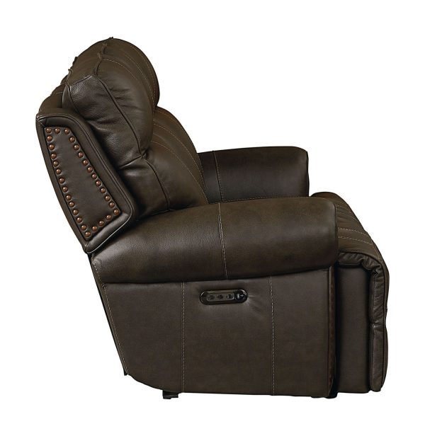 Bassett Club Level Claremont Power Motion Sofa in Java Leather For Discount - Image 4