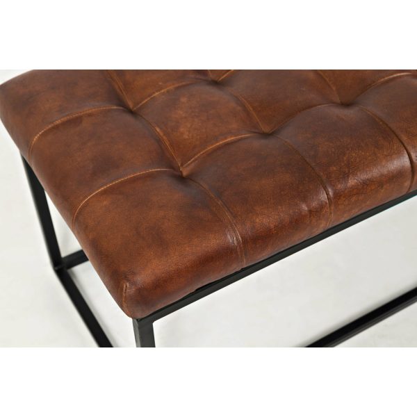 Global Archive Leather Ottoman- Multiple Color Options For Sale - Image 3