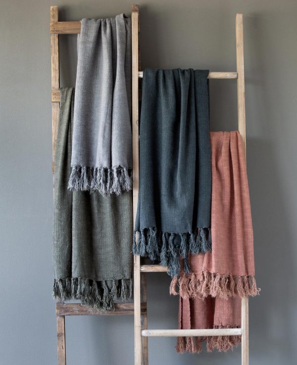Washed Linen Throw, Olive Green Discount - Image 2