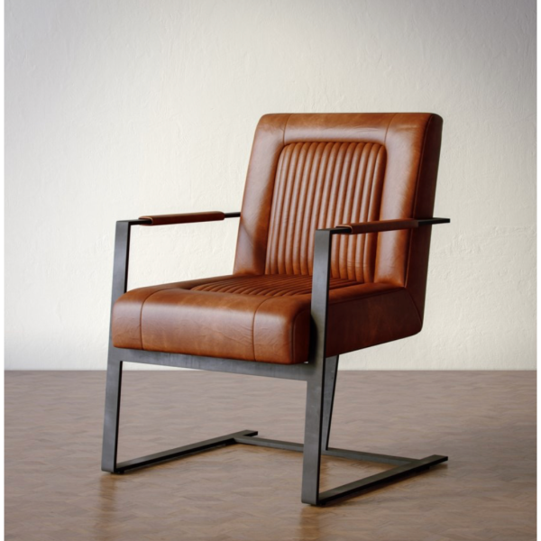Maguire Leather Accent Chair- Saddle Online Sale