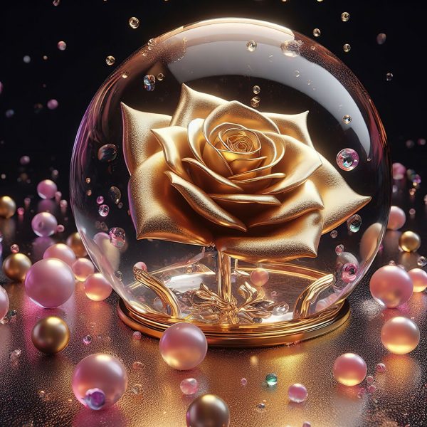Golden rose in a globe For Cheap
