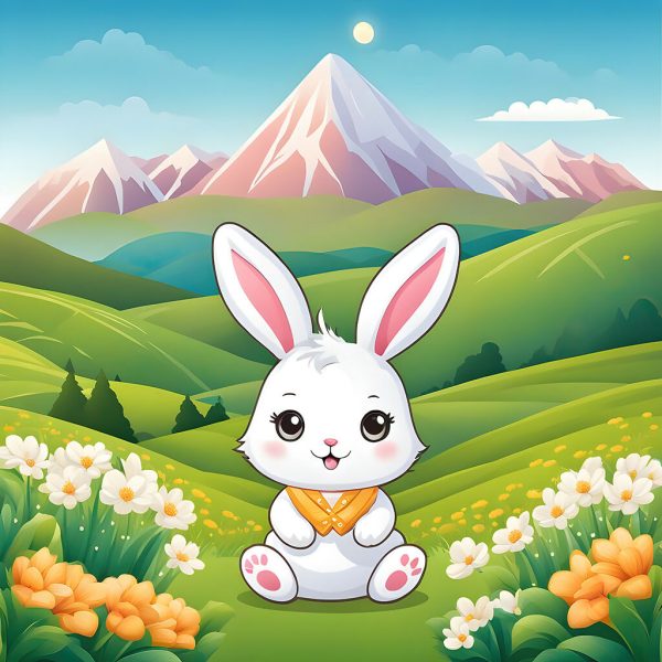 Bunny sitting in a field Iillustration Hot on Sale